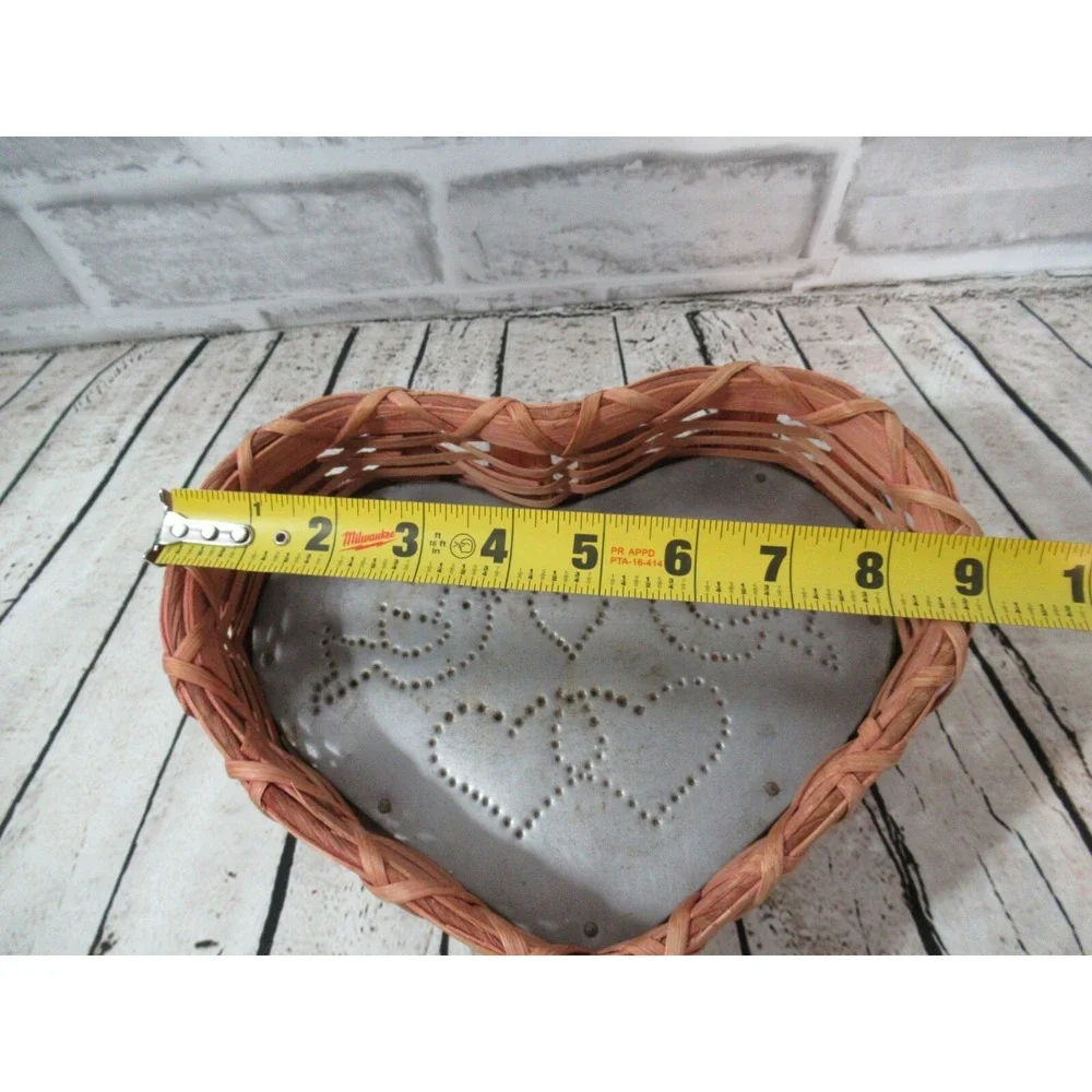 Splint Oak Heart Basket North Carolina Tin Punch birds hearts primitive vintage